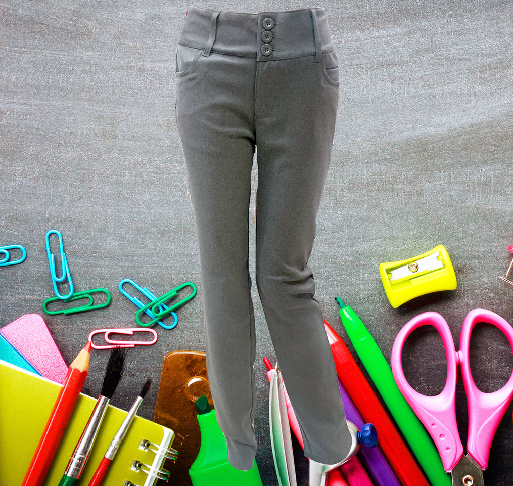 Pantalón Colegio Dama Gris Pretina Ancha - Mr. Henry